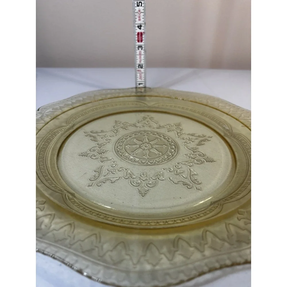 4 Federal Glass Patrician Spoke Dinner Plates 11